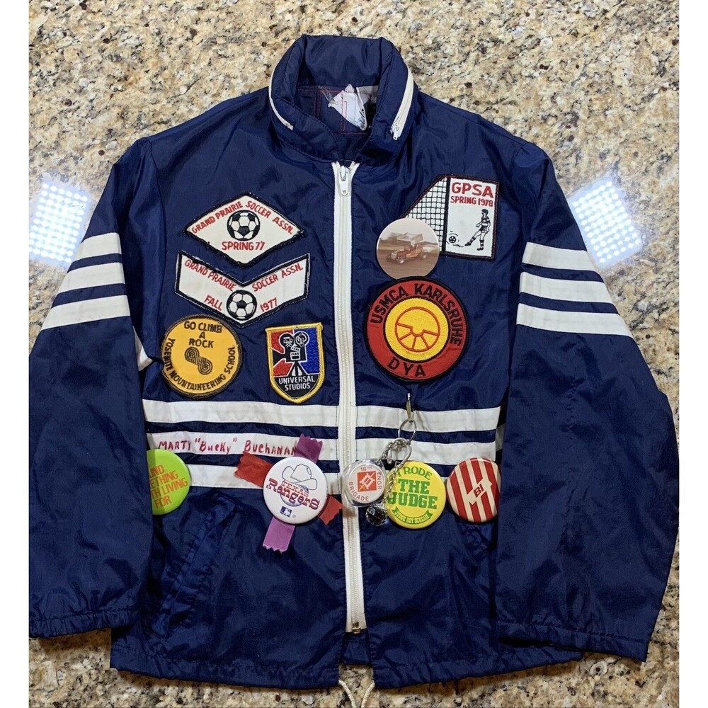 Vintage 70s Cub Scout Jacket Wind Breaker W/ Custom Pins And Patches Size Small